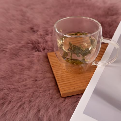 Luxury Beauty Genuine Sheepskin Rug Natural Wool Fluffy Rug|2×3 FT | Misty Pink Sheepskin Area Rug Warm In Winter,Cool In Summer For Living Room Bedroom Study Meeting Room Premium Fur Rug - color: Misty Pink, size: 2' x 3' (sheepskin)