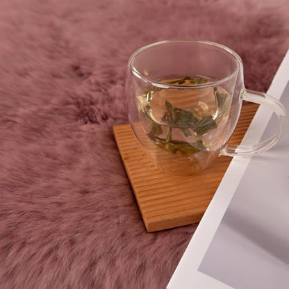 Luxury Beauty Genuine Sheepskin Rug Natural Wool Fluffy Rug|2×3 FT | Misty Pink Sheepskin Area Rug Warm In Winter,Cool In Summer For Living Room Bedroom Study Meeting Room Premium Fur Rug - color: Misty Pink, size: 2' x 3' (sheepskin)