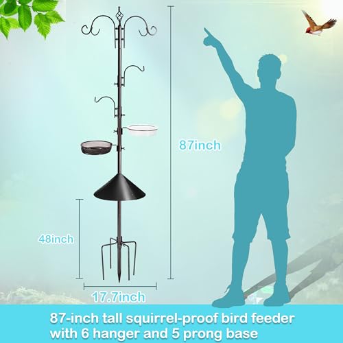YINGYM 87 Inch Bird Feeding Station Kit with Squirrel Baffle for Outside - size: 87 Inches with Squirrel Baffle