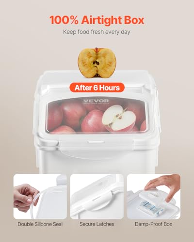 VEVOR Rice Storage Container, 4.5Gallon/20L x2 Capacity Large Dog Food Dispenser Bin, Kitchen Ingredient Grain Cereal Flour Bin, Pet food Containers with Wheels, 2 Measuring Cups, Airtight Lid, 2 Pack - size: 4.5 Gallon*2