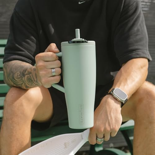 BrüMate Era Flip 40oz Tumbler with 100% Leakproof Covered Straw Lid | Hygienic Covered Straw | Insulated Stainless Steel Water Bottle with Handle | Cup Holder Friendly | BPA-Free (Java) - color: Java, size: 40 Ounces