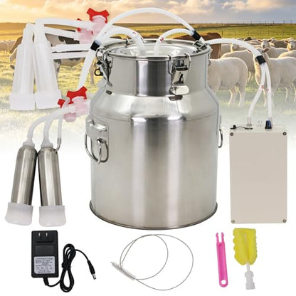 14L Cow&Goat Electric Milking Machine Portable Rechargeable Pulse & Vacuum - size: 14L Cow/Goat Two-in-One Electric Milker