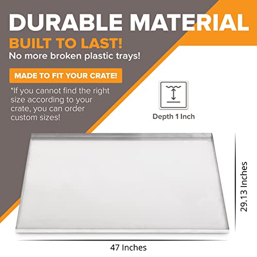 Metal Dog Crate & Kennel Replacement Tray/Pan, Galvanized, 47.0x29.1 in | Chew-proof, crack-proof, rust-resistant. Fits Most Standard 48 in Crates. - color: Galvanized, size: 47.0"L x 29.1"W x 1.0"H