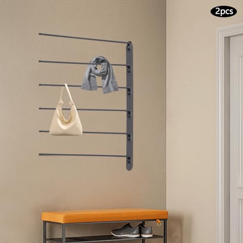 Wall Mounted Saddle Blanket Rack 2 Pack – 180° Swivel Rods for Easy Access, 5.51in Spacing for Airflow – Rust Resistant Carbon Steel, Holds Blankets, Backpacks, Towels – Home, Stable, Garage Storage