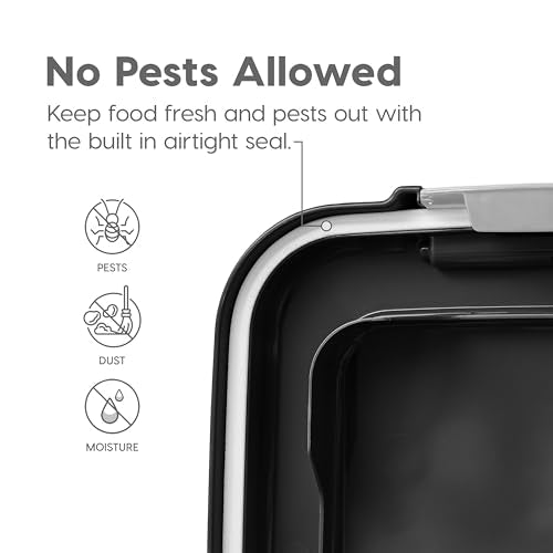IRIS USA 30 lb + 11 lb Airtight Pet Food Storage Containers with Wheels - color: Black