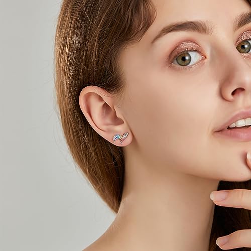 Cat Dinosaur Dragon Horse Stud Earrings for Women,Animal Wolf Sloth Fox LLama Butterfly Earrings Gifts Jewelry - color: Stud Wolf