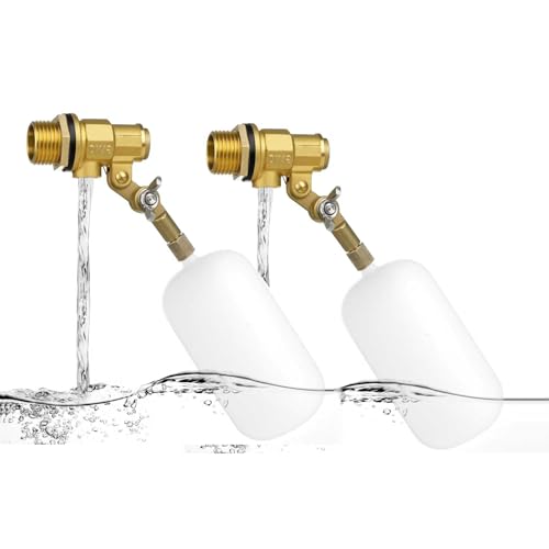 2Pcs 1/2 Inch Brass Water Float Valve-Pool Auto Fill Float Valve-Float Valve for Water Tank-Garden Hose Float Valve, Automatic Water Level Control for Pool, Pond, Fountain, Aquarium