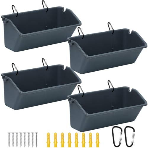 Wenqik 4 Pack Chicken Feeder,5 Quart Hanging Goat Waterer,Dark Gray - color: Dark Gray