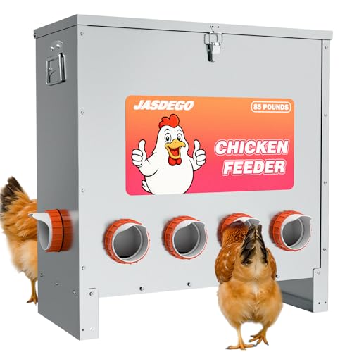 10 Port Automatic Chicken Feeder, No Waste Poultry Feeder with Lid - size: 10 Ports (85-120 LBS)