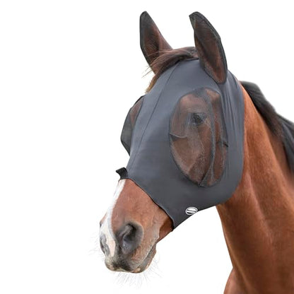 WeatherBeeta Deluxe Stretch Bug Eye Saver with Ears, Black/Black, Pony - color: Black/Black, size: Pony