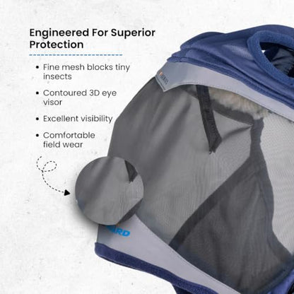 Shires FlyGuard Pro Fine Mesh Fly Mask with UV Protection Navy/Full/Ear Hole - color: Navy, size: Full