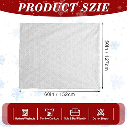 Tudomro 50x60 Winter Throw Blanket White Snowflake 3D Textured Embroidered Winter Holiday Blanket Plush Fuzzy Faux Fur, Neutral Farmhouse & Modern Home Decor for Sofa Couch Bed - style: Snowflawer White