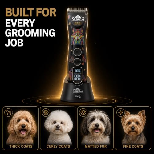 Kenchii Flash 5 Dog Grooming Clipper, Wolf Edition Black, Cordless - color: Black