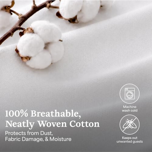 The Cashmere Choice 5 Pack Cashmere Moth Proof Garment Bags for Clothes, Sweaters, Scarves – 100% Cotton Protection Pouch – Standard Size - size: 5 Pack Standard