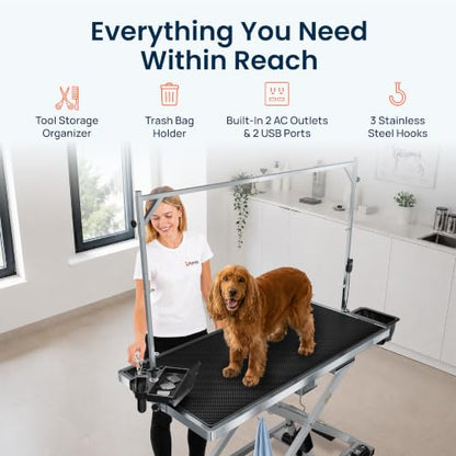 KANIS 60" Professional Electric Dog Grooming Table, 304 Steel, Heavy Duty - color: STAINLESS STEEL, size: 60"