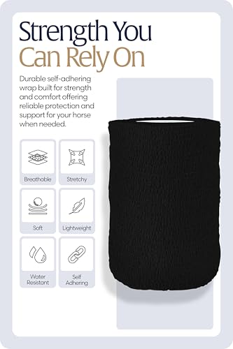 Equinavia 20 Pack Self Adhesive Bandage Wrap, 4 Inch Vet Wrap for Horses - color: Black