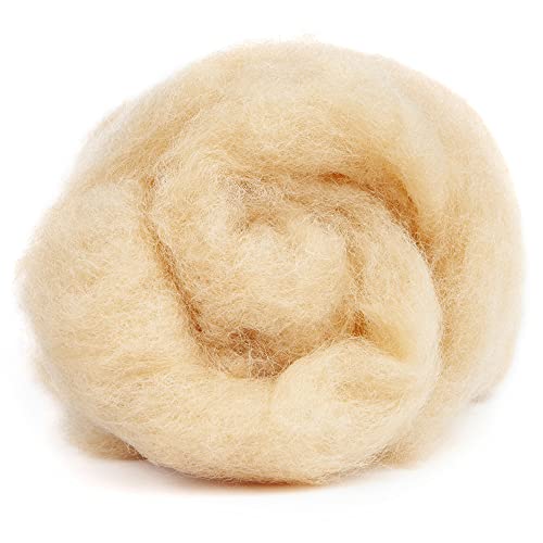 Maori Wool Carded Batting for Needle Felting, 3.5 oz, Apricot Orange - color: Apricot
