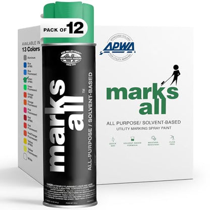 Fox Valley 17oz Marks All Solvent-Based Marking Paint 12-Pack, Green - color: Green APWA