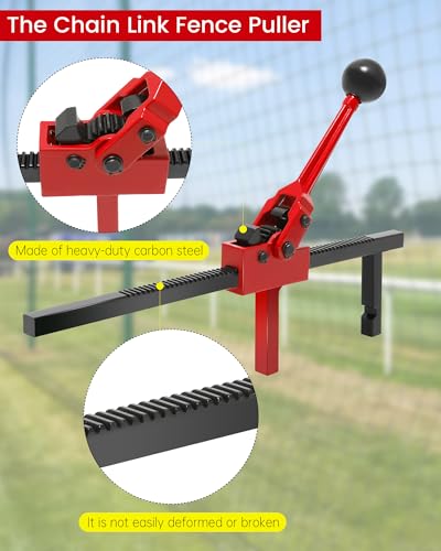 Chain Link Fence Stretcher Tool, Heavy Duty Chain Link Fence Puller for Woven Wire Fence, 3″–12″ Tension Range, with 5° Tilted Base & Hooked Groove, for Fixing Fences on Farms, Garden Barriers