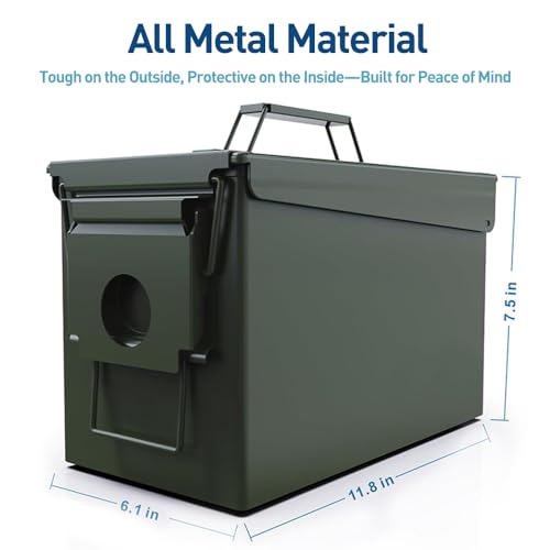 HARDROCK Metal Ammo Can, Ammo Box - color: Blackish green, size: 50cal