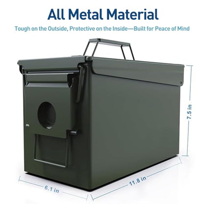 HARDROCK Metal Ammo Can, Ammo Box - color: Blackish green, size: 50cal