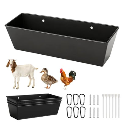 3-Pack 6 Qt Metal Hanging Feed Troughs for Goats, Ducks and Livestock