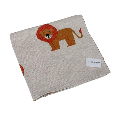 Creative Co-Op Cotton Knit Baby Blanket with Lions, 40" L x 32" W - color: Tigers, size: 40" L x 32" W