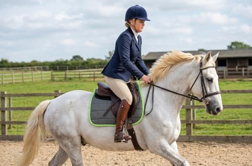CHALLENGER Horse Saddle Pad English Quilted All-Purpose Shock Absorbing Neoprene 72TS18 - color: Grey