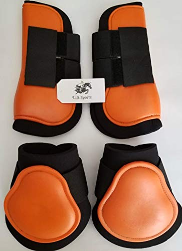 Horse Tendon & Fetlock Boots Jumping Leg Protection Boots Light Weight Support Open Front Brushing (Blue (Set of 4))
