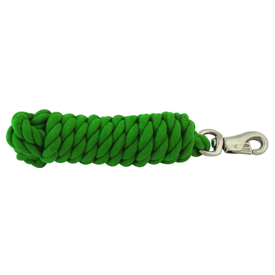 Jeffers Equine Braided Cotton Horse Lead Rope with Nickel Plated Bull Snap, 10" Long x 3/4" Thick, Equestrian Lead for Horses & Livestock, Training, Grooming, Barn, Ranch & Trailer Use - Green - color: Green