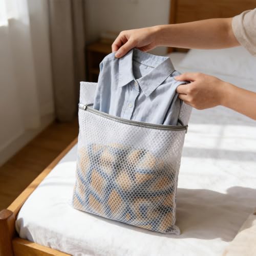 3Pcs Durable Honeycomb Mesh Laundry Bags for Delicates 12 x 16 Inches (3 Medium)