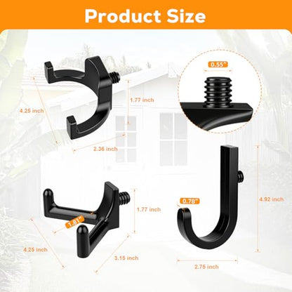 9 Pack Storage Shed Hooks Compatible with Suncast/Craftsman- J U V Shape | Heavy Duty ABS Plastic Wall Mount Storage Accessories for Garden Tools, Ladders & Gear Fits 0.55" Threaded