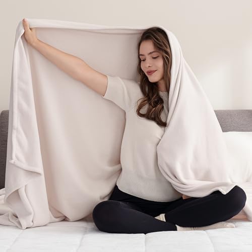 Berkshire Blanket Microfleece Twin Size Bed Blanket Macadamia,Lightweight Soft Breathable Plush Micro Fleece Blanket for Bed Couch Sofa,60x92 Inches - color: Macadamia, size: Twin/Twin XL