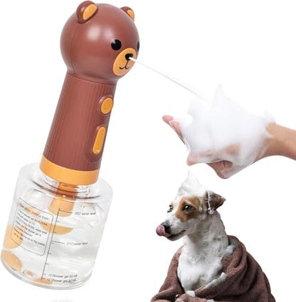 Electric Foaming Shampoo Dispenser for Dog and Cat Bathing, Rechargeable Soap Dispenser for Pet Bathing, Bathroom, Kitchen Sink, Toilet Cleaning - color: Brown Bear
