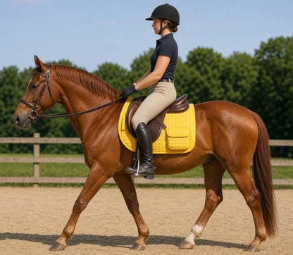 Horse English Quilted Faux Fur All-Purpose Saddle Pad Yellow w/ Pockets 72152YL