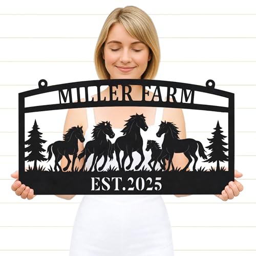 Equestrian Metal Wall Sign Personalized – Custom Name Plate with Horse Graphic for Riders, Groomers, or Stable Display, Ideal Gift for Horse Enthusiasts - color: Horse Sign #20