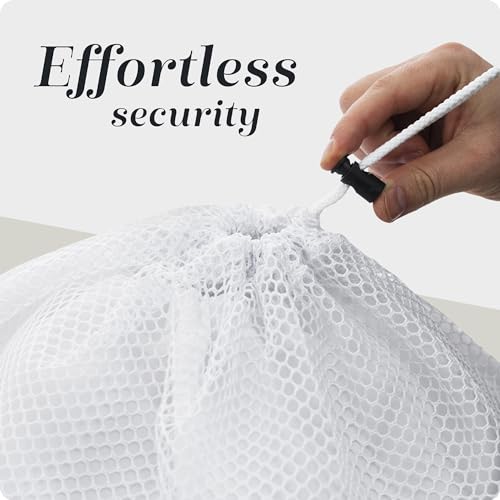 Handy Laundry Mesh XL Laundry Bag 24"x36", Heavy Duty Drawstring, White - color: White