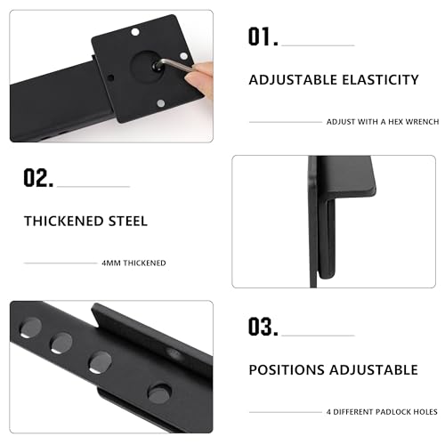 9" Flip Gate Latch Lock with 4 Padlock Holes, Adjustable Door Latch