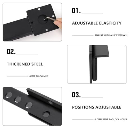 9" Flip Gate Latch Lock with 4 Padlock Holes, Adjustable Door Latch