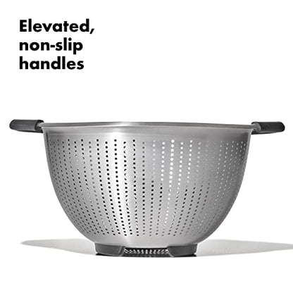 OXO Good Grips Stainless Steel Colander,5 qt. Capacity,Strainer with Non-Slip Handles,Kitchen Colander for Pasta and Vegetables,Nesting Stainless Steel Strainer and Sieve,(Pack of 12) - size: 5 Qt (Pack of 12)