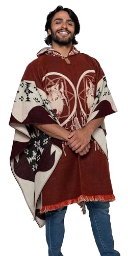 Alpaca Land, Handmade Ecuadorean Alpaca Wool Ponchos - color: Red Wolf