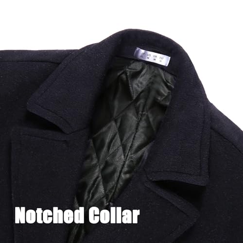 APTRO Men's Luxury Full Length Trench Coat Long Wool Overcoat Winter Windbreaker - color: Navy, size: XX-Large