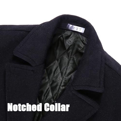 APTRO Men's Luxury Full Length Trench Coat Long Wool Overcoat Winter Windbreaker - color: Navy, size: XX-Large