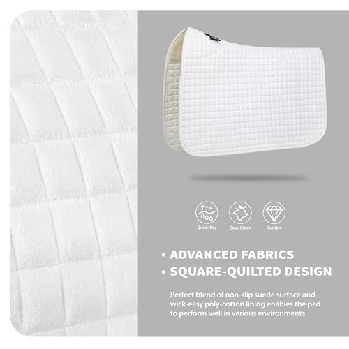 Tackmore All-Purpose Square Quilted Western Saddle Pad, Horse Saddle Pad - color: White