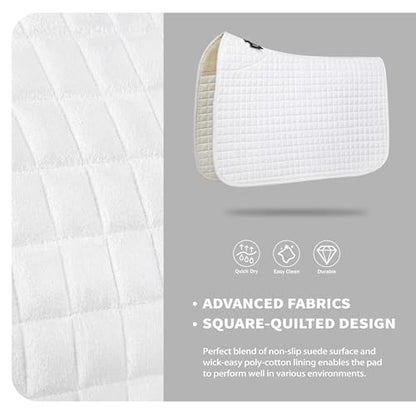 Tackmore All-Purpose Square Quilted Western Saddle Pad, Horse Saddle Pad - color: White
