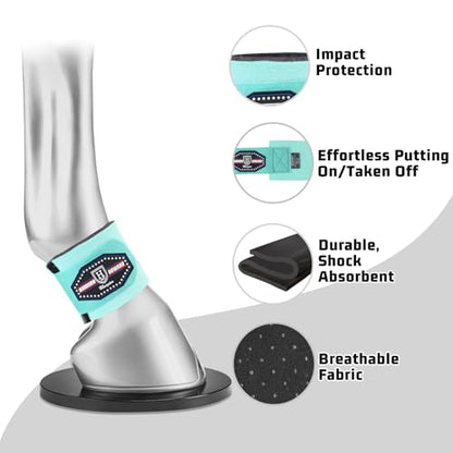 Harrison Howard Durable Shock-Absorbent Breathable Impact Protection Pastern Wraps for Horse Sold in Pairs Summer Mint - color: Turquoise