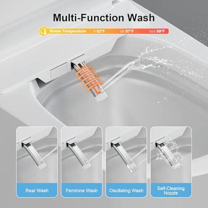 Smart Toilet with Bidet Heated Seat Auto Flush & Soft-Close Seat/Lid | Tankless Electric One Piece Toilets for Bathroom with Foot Sensor Warm Water Wash&Air Dry Siphon Dual Flush 0.8/1.2 GPF - color: Cloudy White