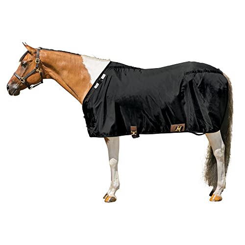 Dura-Nylon Horse Stable Sheet | Ultimate Comfort & Protection Horse Sheet | Keeps Coats Smooth & Shiny - color: Black, size: Horse Size 72, style: V-Free |Closed Front | Legstrap with Tail