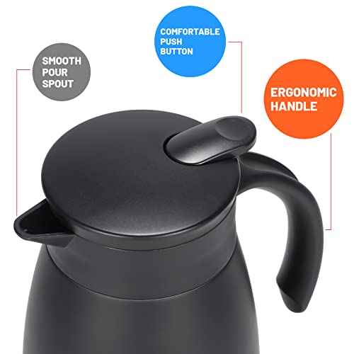 34oz Insulated Coffee Carafe with Handle, Black - color: Black, size: 34 oz