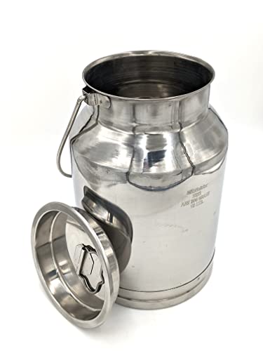 15 Qt Milk Can Tote, Stainless Steel with Lid and Handle 4 Gallon
